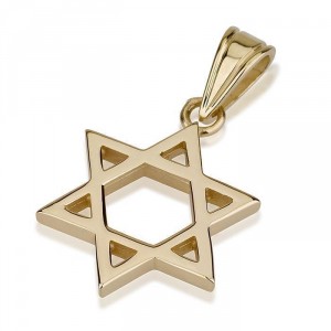 14k Yellow Gold Simple Star of David Pendant Jewish Necklaces