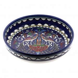 Armenian Ceramic Bowl with Flower, Peacock and Grapevine Design  Jewish Home Decor