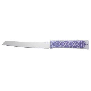Challah Knife with Leaf Pattern in GRAY Shabbat