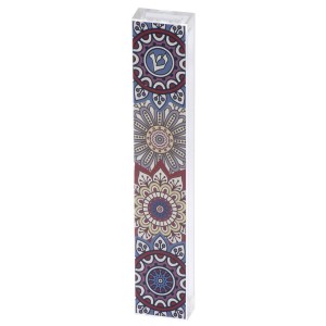 Dorit Judaica Mezuzah Case With Floral Mandala Design and Shin Mezuzahs