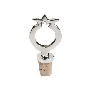 Yair Emanuel Metal Wine Bottle Stopper with Pomegranate Traditional Rosh Hashanah Gifts