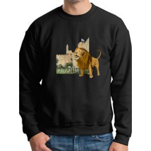 Jerusalem Sweatshirt with Lion (Variety of Colors to Choose From) Israeli T-Shirts