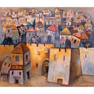 Hand Signed Serigraph, Jerusalem by Gregory Kohelet, Numbered Limited Edition   Jewish Home Decor