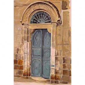 Hand-Signed and Numbered Serigraph, Ben Yehuda’s Door by Arie Azene Limited Edition 