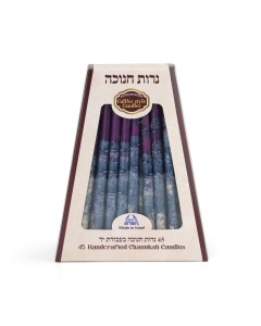 Blue and Purple Wax Hanukkah Candles Candle Holders