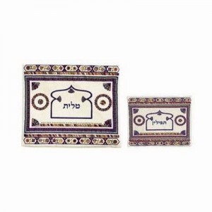 Yair Emanuel Tallit Bag Set of Embroidered Gateways Tefillin and Tefillin Bags