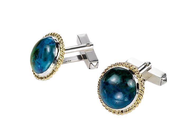 Eilat Stone Cufflinks in Sterling Silver and 9k Yellow Gold Rafael ...
