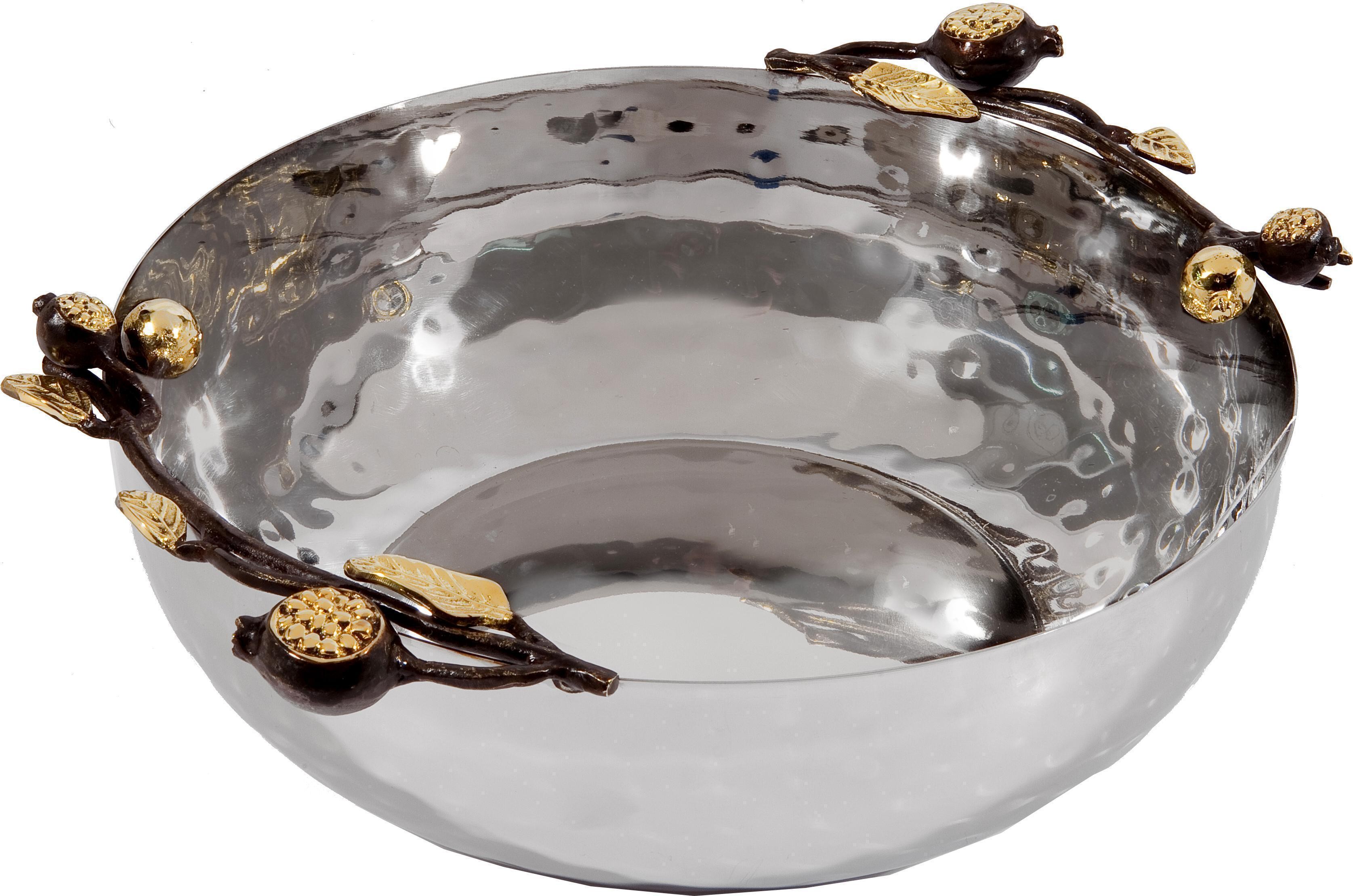 Yair Emanuel Steel Bowl with Pomegranate Branch