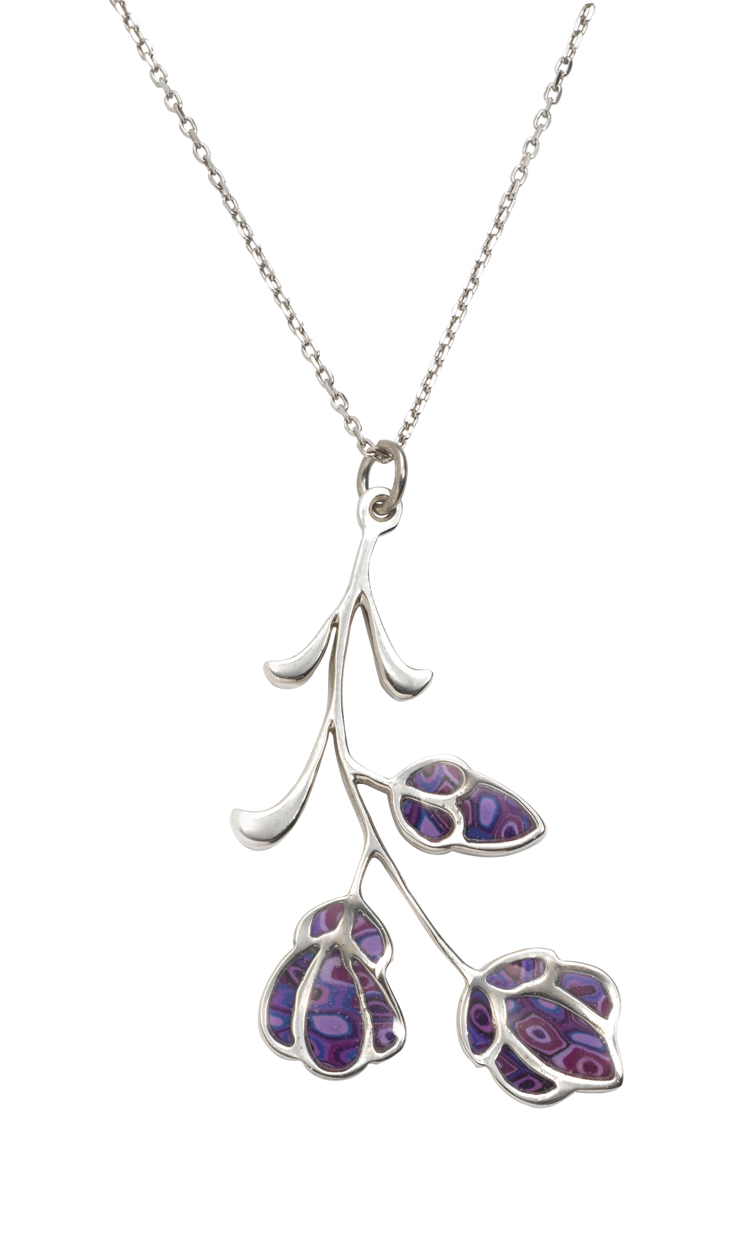 Necklace with Mosaic Purple Flower Pendant