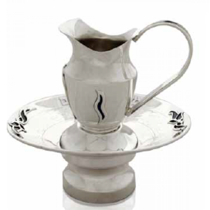 Sterling Silver Washing Cup & Plate with Filigree Decorations by Nadav Art