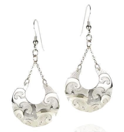 Moon Shaped Earrings in Sterling Silver by Rafael Jewelry