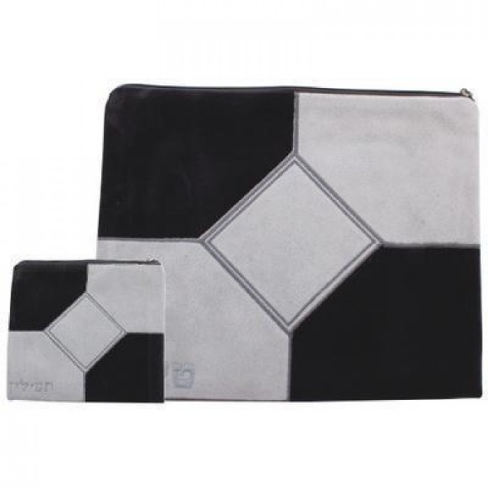 Black and White Tallit and Tefillin Bag Set