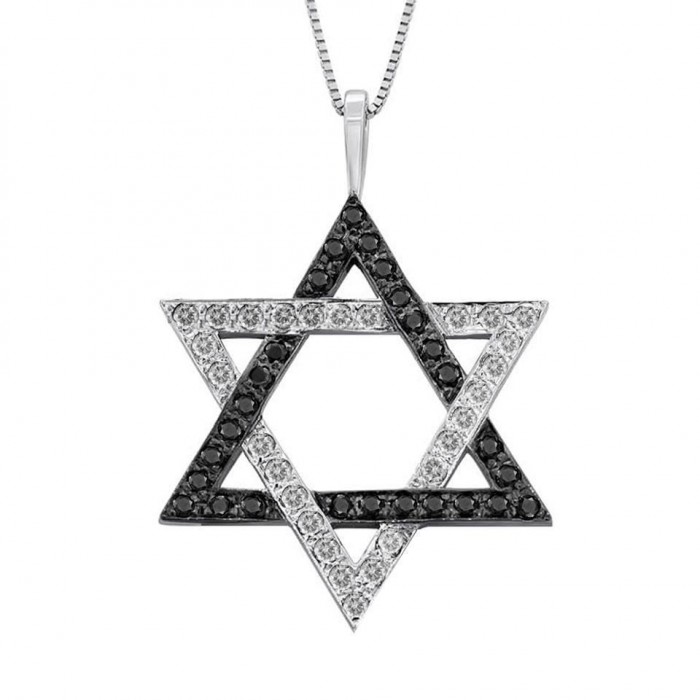 14k White Gold Star of David Pendant with Diamonds by Estee Brook