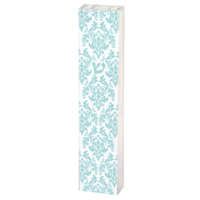 White Mezuzah with Turquoise Detailing