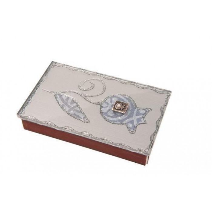 Glass Matchbox with Flower in Blue & Silver