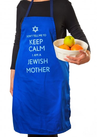 Apron in Blue Cotton with Jewish Mother Design