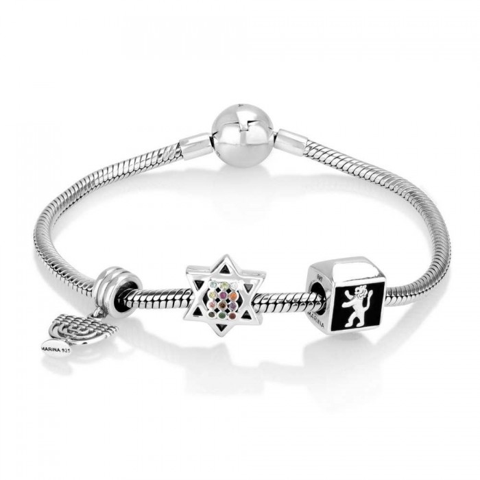 Charms Bracelet with Star of David and Menorah