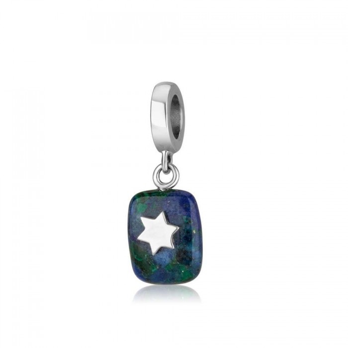 Star of David Charm With Eilat Stone in Sterling Silver
