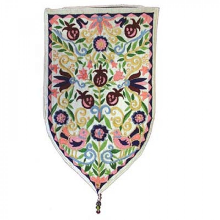 Yair Emanuel White Oriental Shield Tapestry Wall Hanging