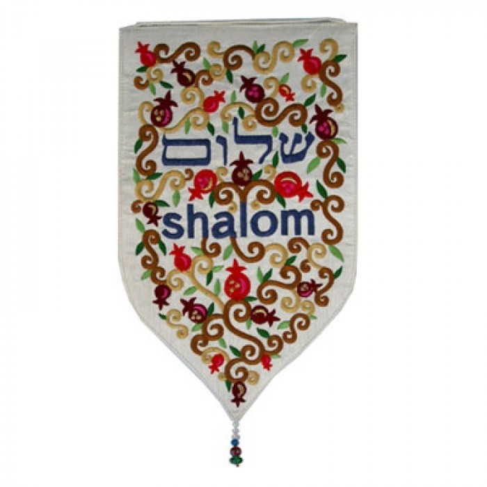 White Shield Shalom Tapestry by Yair Emanuel
