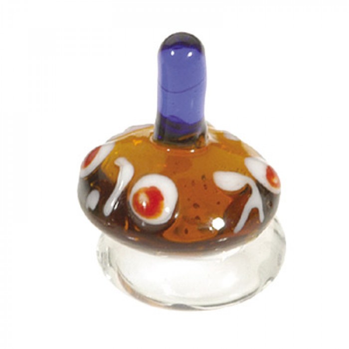Yair Emanuel Exclusive Glass Dreidel with Brown and Blue Design