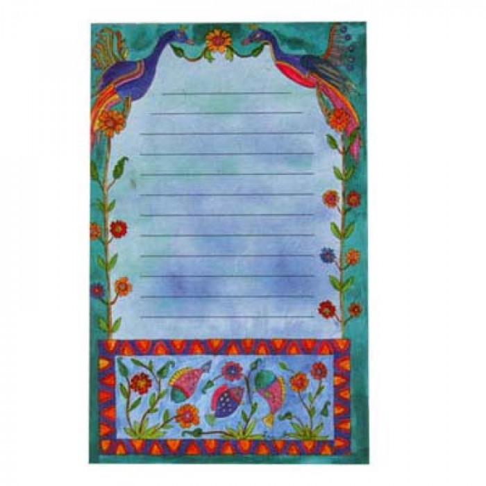 Lined Notepad with Exotic Floral Scene by Yair Emanuel
