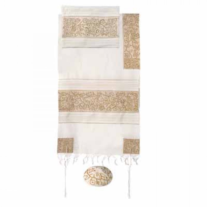 Yair Emanuel Abstract Golden Matriarchs Cotton Embroidered Tallit