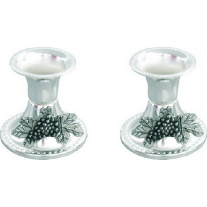Chandelier Candlesticks with Pearl and Grape Clusters in Nickel