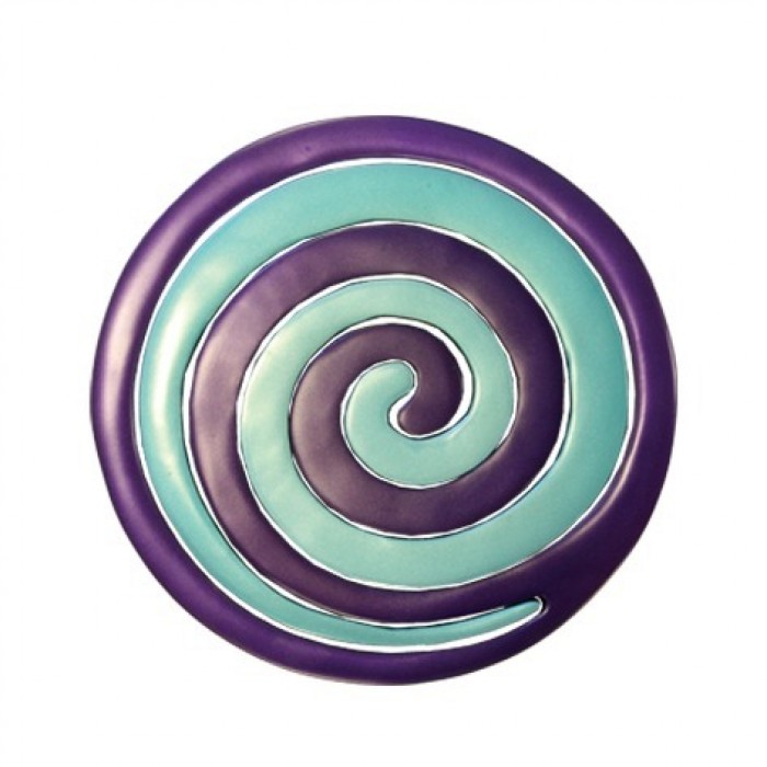 Yair Emanuel Anodized Aluminium Two Piece Trivet Set with Purple and Blue Swirl