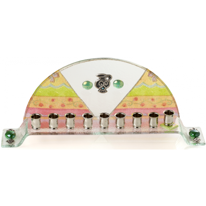 Arced Menorah With Pitcher and Green Beads