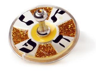 Acrylic Hanukkah Dreidel of Sparkling Gold