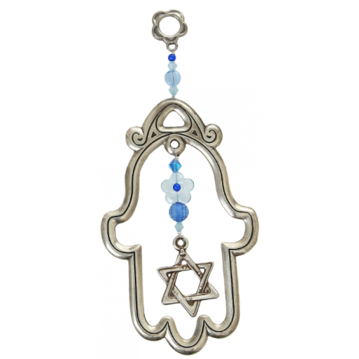 Small Pewter Hollow Hamsa with Magen David