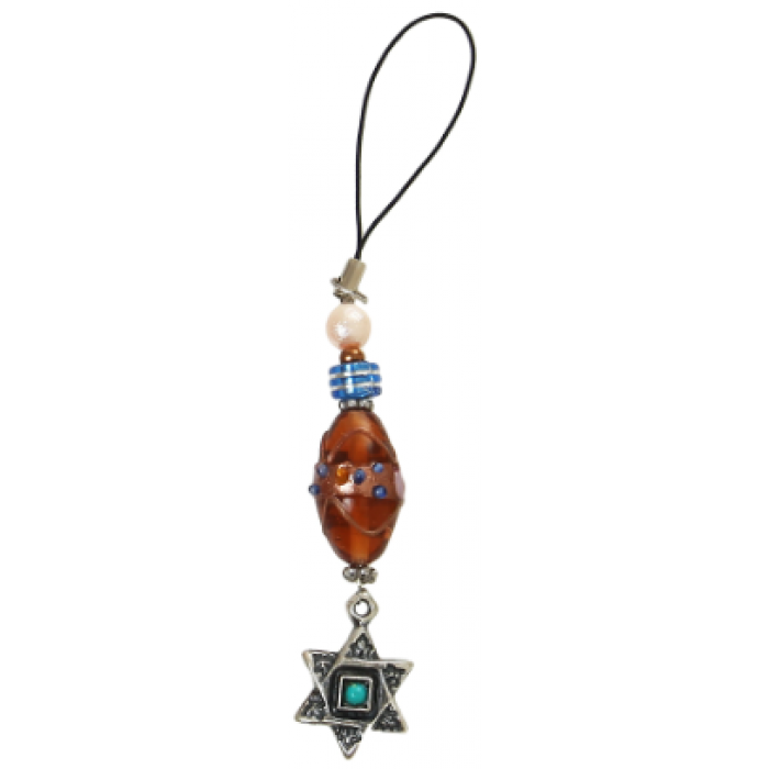 Cellphone Pendant with Star of David Pendant and Gems