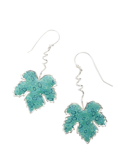 Hook Earrings with Mosaic Turquoise Leaf