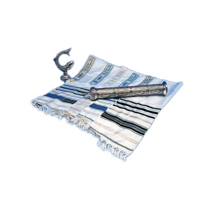 Acrylan Tallit with Two Tone Stripes and Atara