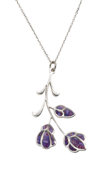Necklace with Mosaic Purple Flower Pendant