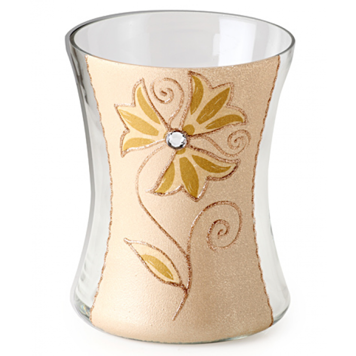 Glass Vase with Neutral Flower Design