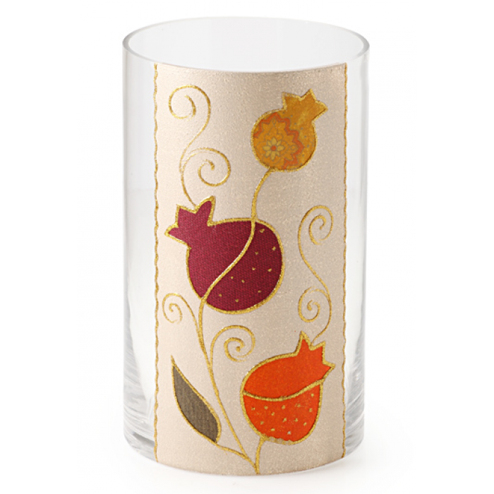 Glass Vase with Vivid Pomegranate Decor