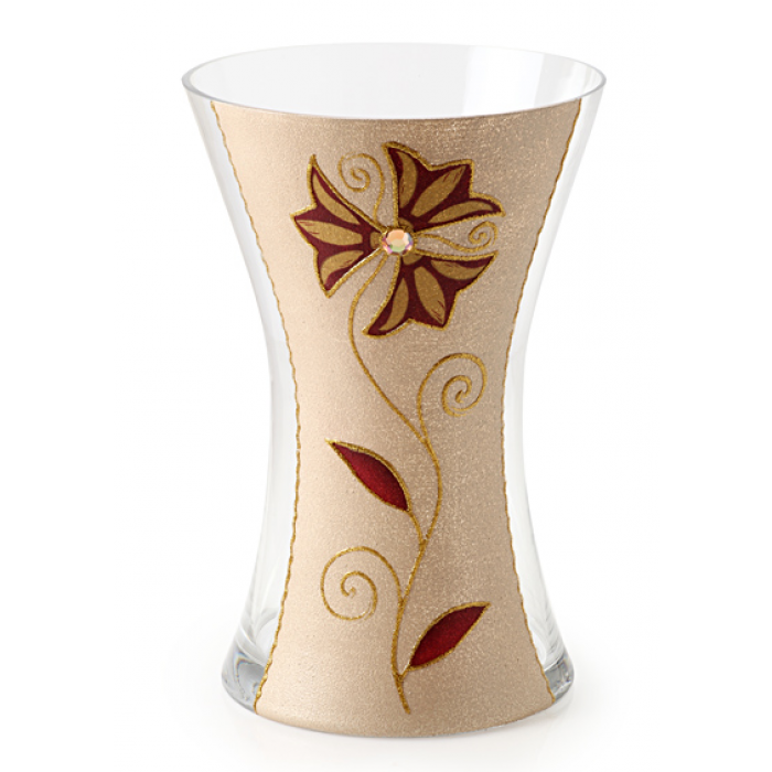 Glass Vase with Single Neutral Colored Flower