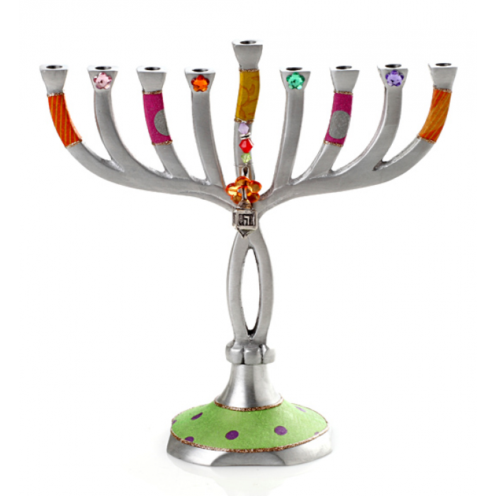 Aluminium Hanukkah Menorah with Unique Motif