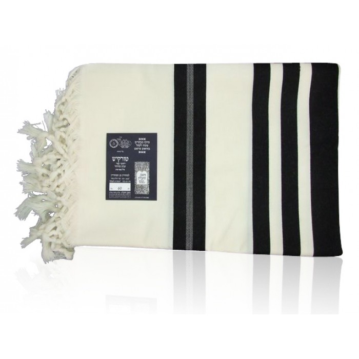 Wool Turkish Tallit with Black Stripes