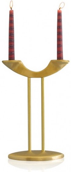 Shabbat Brass Candlesticks with Curved Holder from Shraga Landesman
