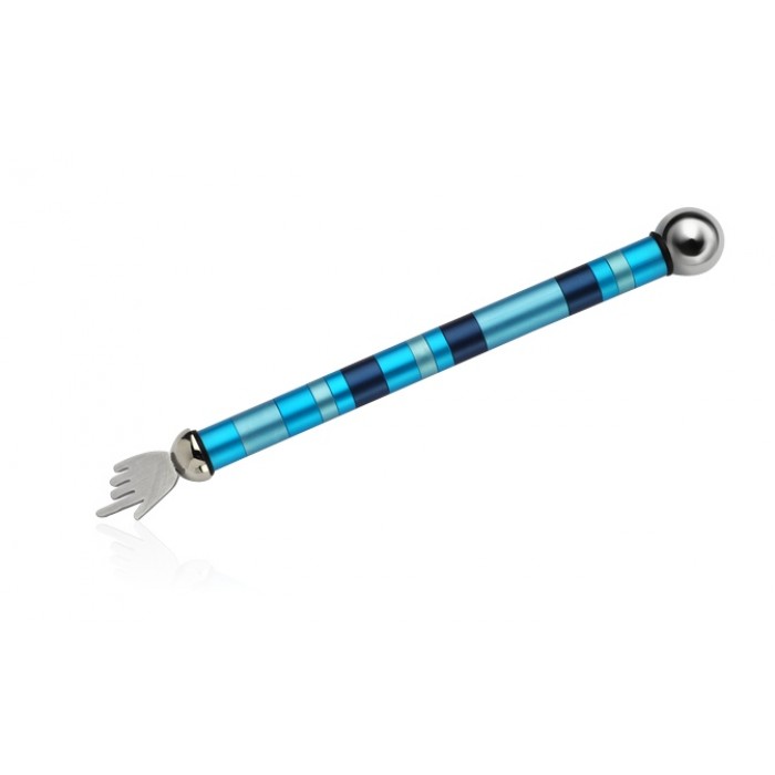 Anodized Aluminium Torah Pointer with Blue and Turquoise Stripes