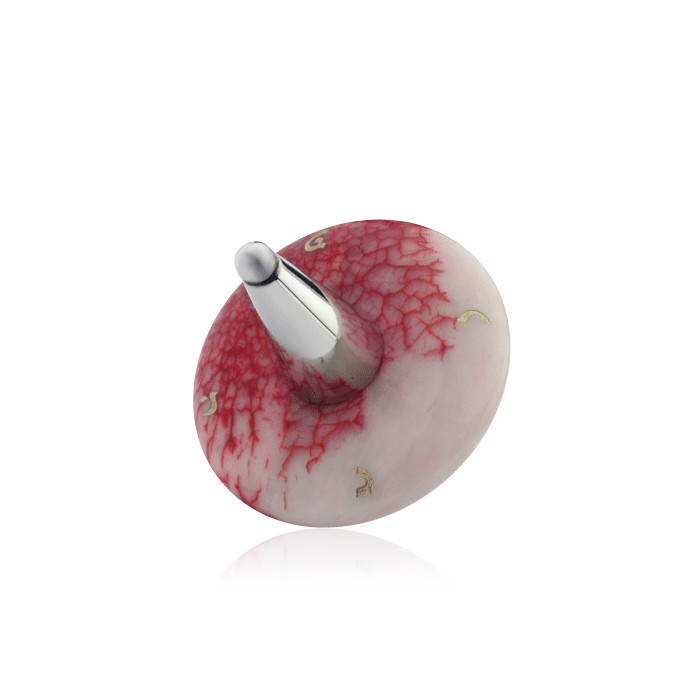 White and Pink Jade Dreidel with Spinner