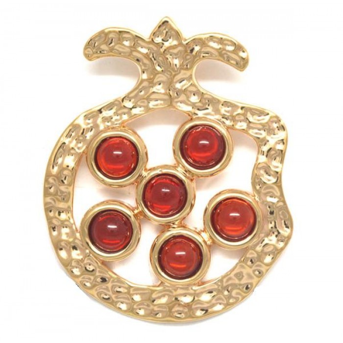 Gold Plated Pomegranate Pendant with Garnet Stones