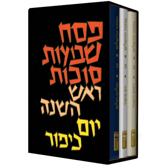Three Volume Nusach Ashkenaz Machzor Set (Hardcover)