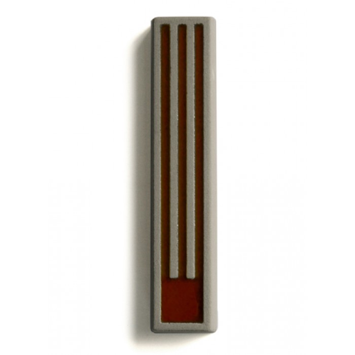 Orange Mezuzah from Concrete with Elongated Hebrew Shin by ceMMent