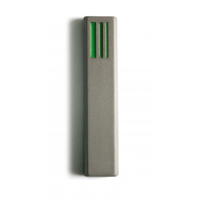 Concrete Mezuzah with Green Abstract Hebrew Shin by ceMMent