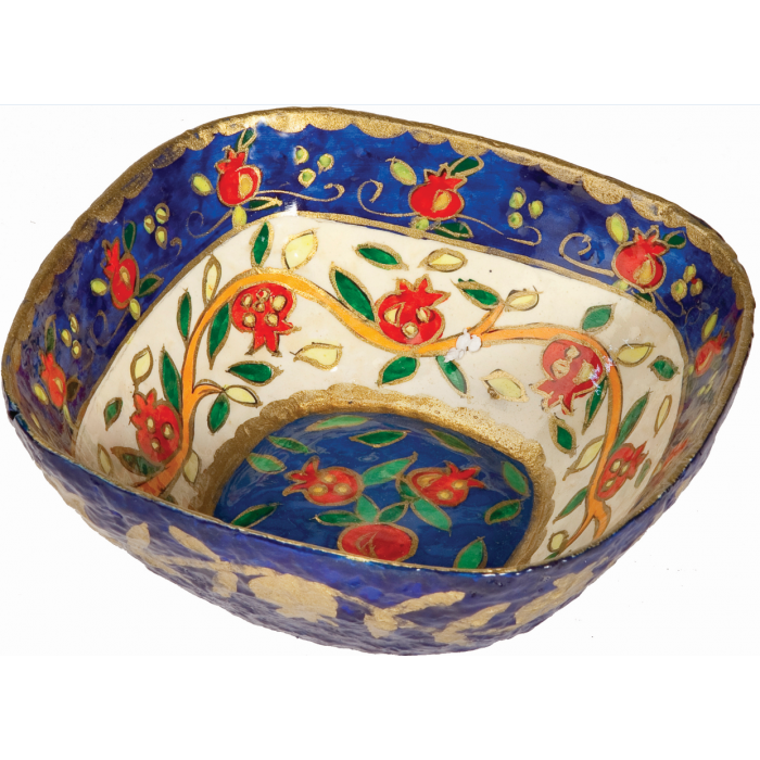 Yair Emanuel Square White Recycled Paper Pomegranate Bowl - Small