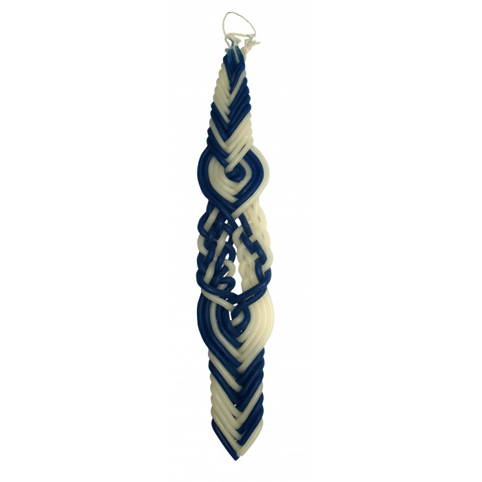Galilee Style Candles Blue and White Havdalah Candle with Lines and Braids